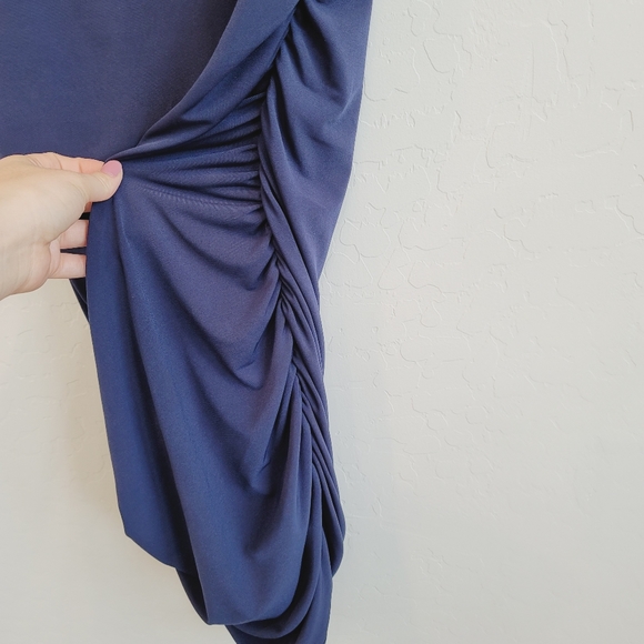 💕Motherhood Maternity Navy Blue Dress with Lace Sleeves Women's Size Small Mat. - Picture 10 of 14